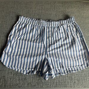 Madewell Beachy Pull-on Poplin Blue & White Striped Women's Shorts